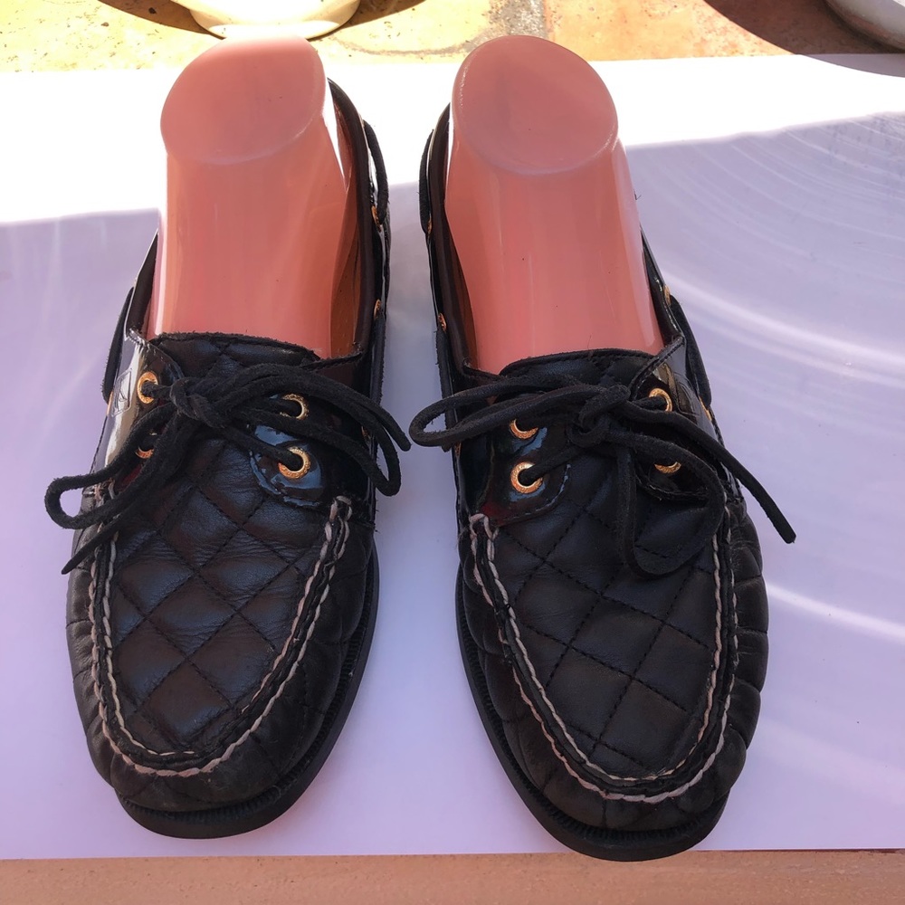 Sperry Quilted Mocassins Loafers Shoes Black Size 8